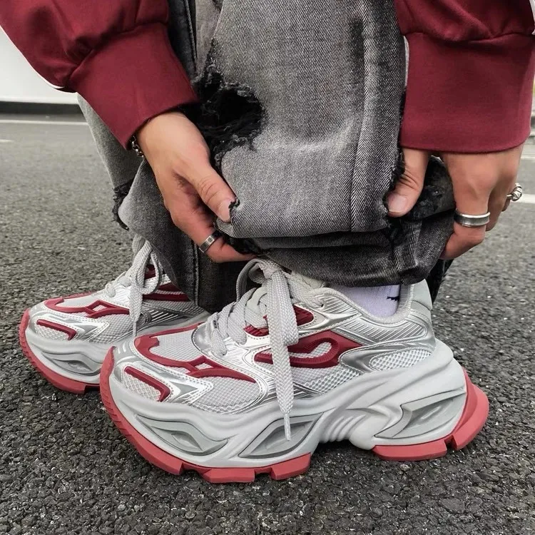 2024秋冬新款汪苏泷异瞳老爹鞋国潮复古厚底增高猫眼情侣款运动鞋