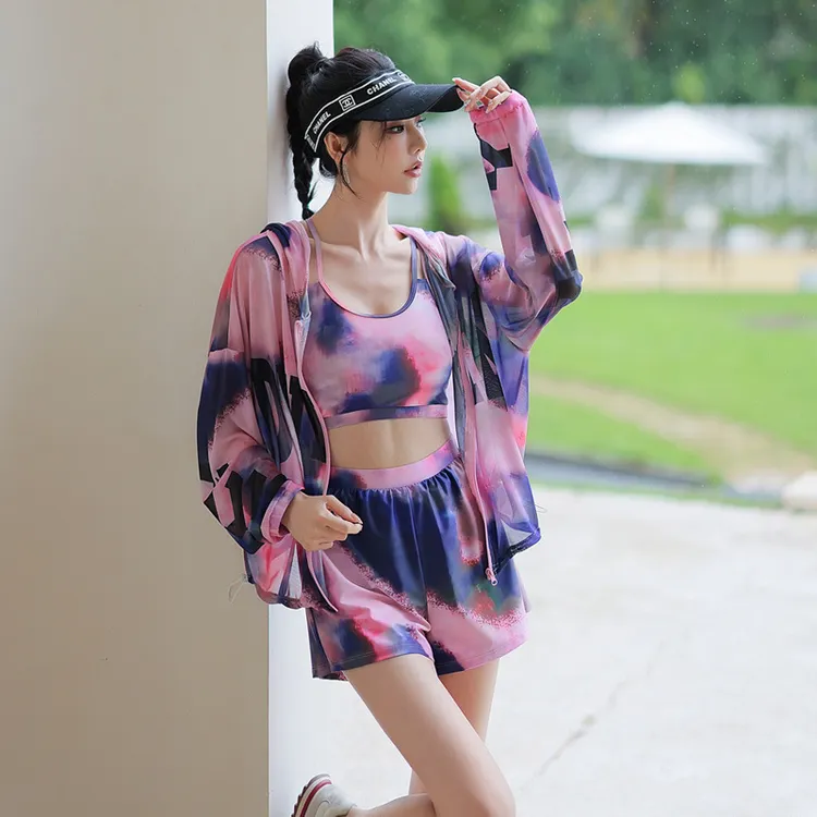 韩式2025东大门时尚新款泳衣女分三件套保守大码长袖罩衫游泳衣