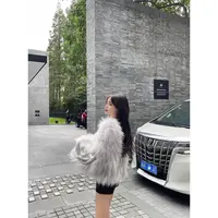 FBB limit冬季新款时髦圆领纯手工编织毛衣皮草女D213521P