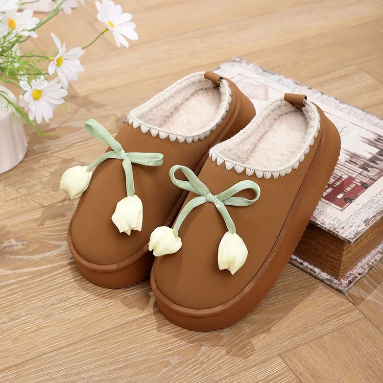 秋冬季棉拖鞋女士防滑防水居家室内加厚底加绒时尚勃肯拖鞋男外穿