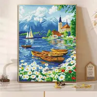 蒙娜丽莎十字绣海边风景大格四股绣61*78厘米40色满绣 