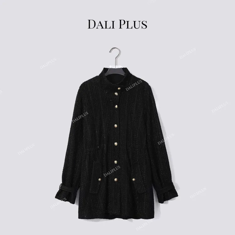 DALI PLUS"特种纱香风风衣"闪闪系列 中长款收腰外套-D5LT2339