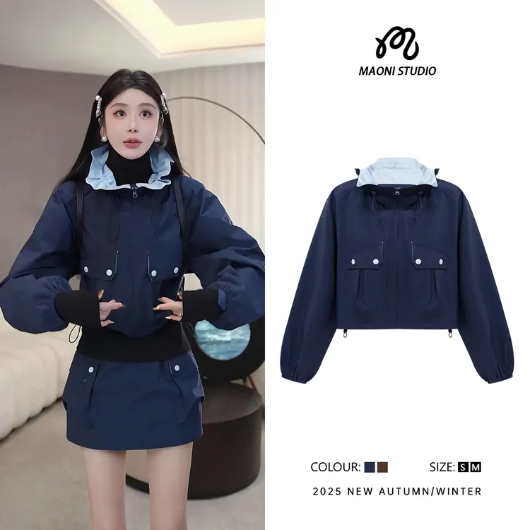 毛妮LADIESFIRST咖色加绒女2025冬季新款气质保暖外套L2697