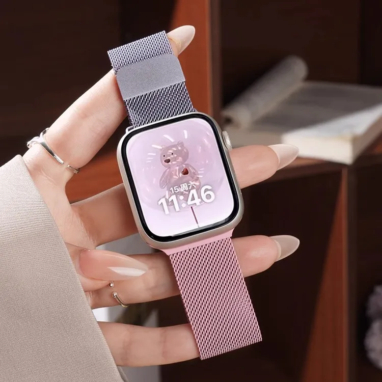 适用苹果Applewatch S10新款S11米兰磁吸手表带ultra运动9智能8女