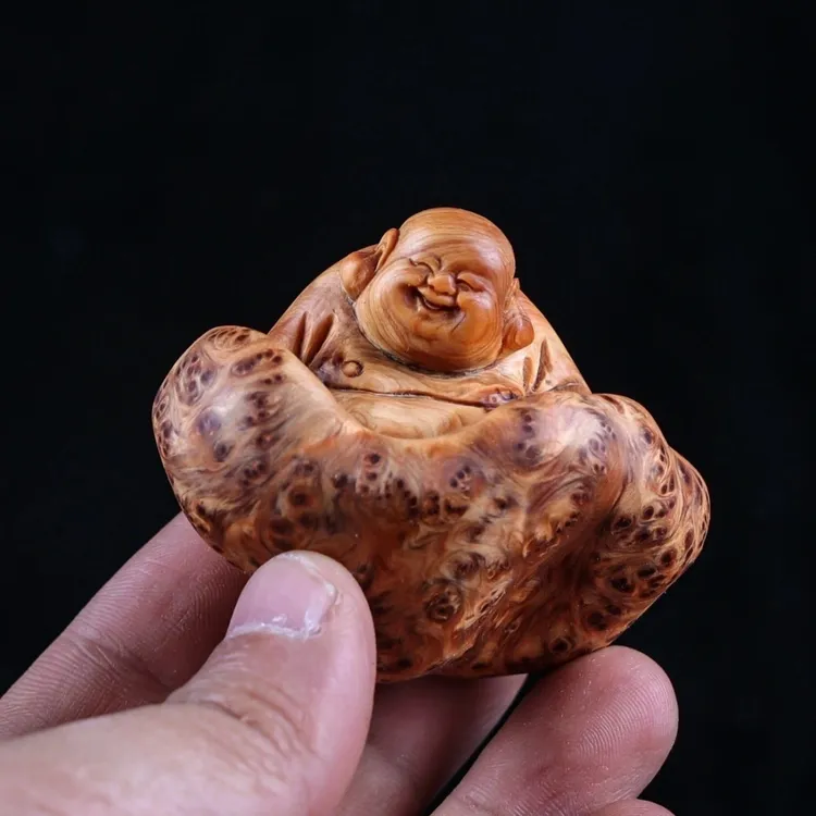 ②根雕弥勒佛摆件随形工艺禅意装饰家居好物崖柏根雕摆件