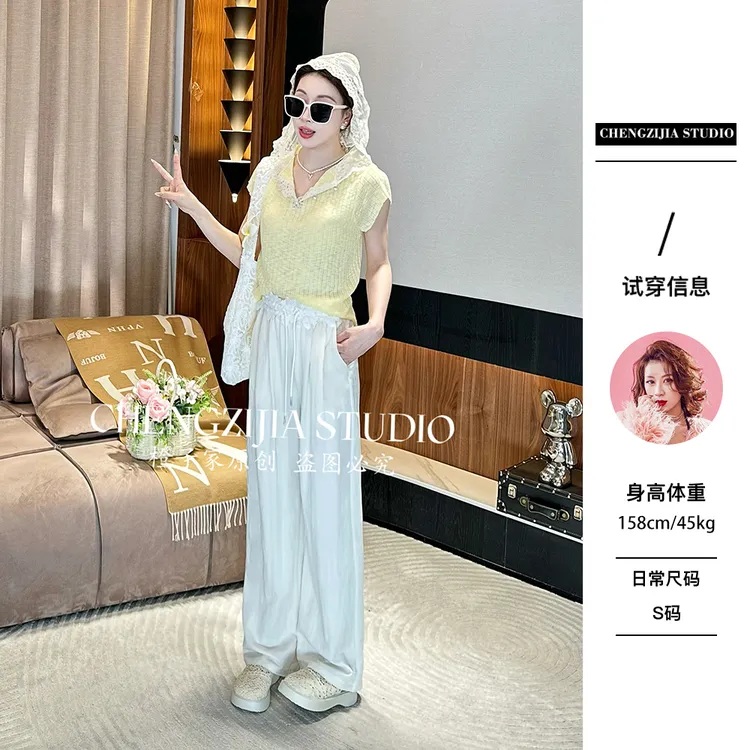 【裴诗婷】橙子·studio 【】TX00018钩花蕾丝设计感带帽T恤