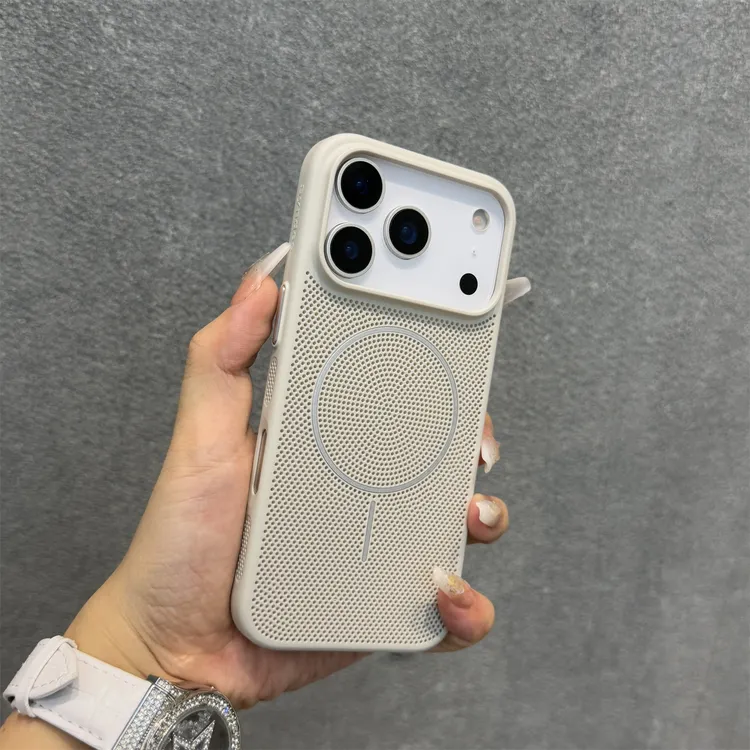 适用iphone17promax网孔散热手机壳细圈磁吸苹果17超薄16防摔15pm