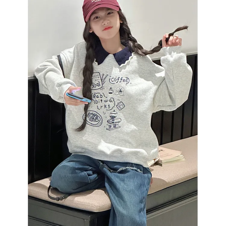 K30130孙小美韩系女童秋冬装卫衣2025新款儿童加绒加厚打底衫上衣