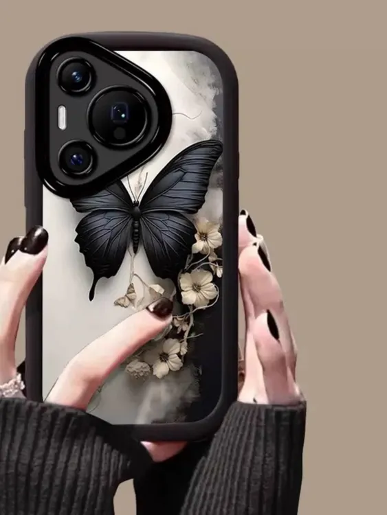 蝴蝶黑色适用华为Pura80的手机壳2026新款mate80镜头全包p70pro+
