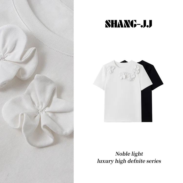 SHANG-JJ【暖春花朵】25ss新品满分棉百搭休闲贴肤短袖q133536p