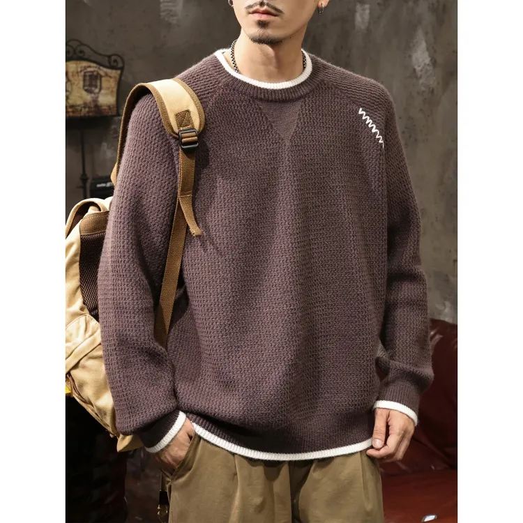 MR.MUDI/穆迪先生美式高端潮牌秋冬毛衣男宽松针织衫打底衫毛线衣