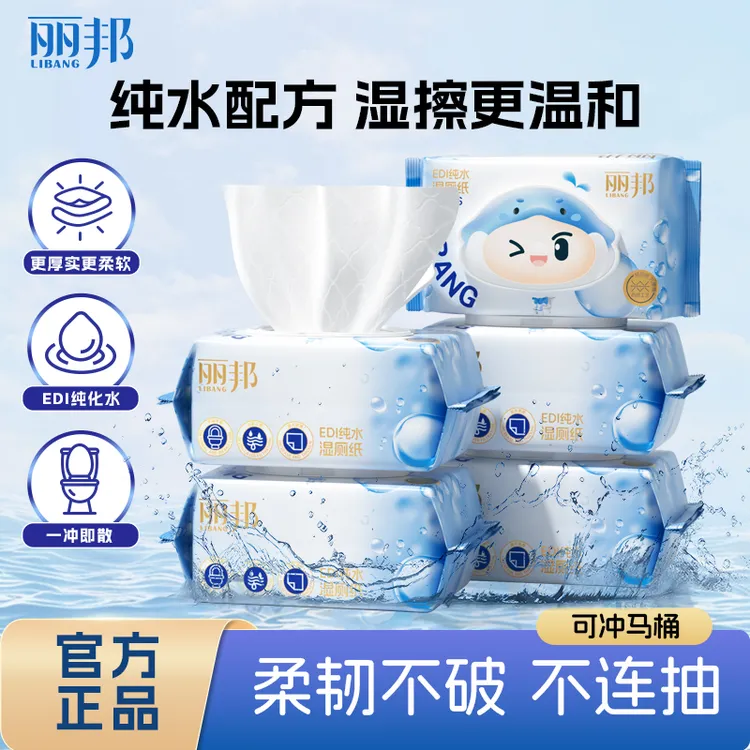 【医护级 纯水】丽邦EDI纯水湿厕纸80抽加大加厚屁屁清洁去污湿厕巾