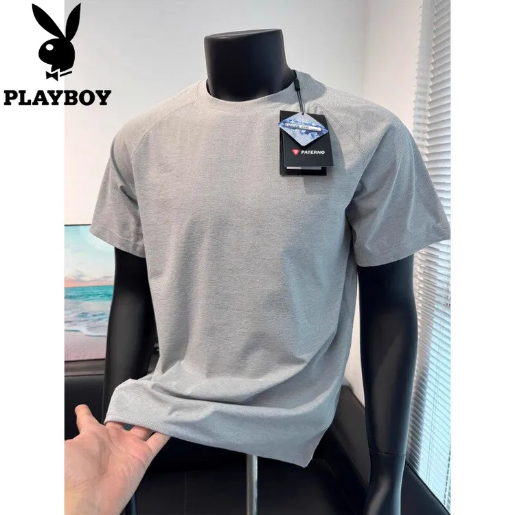 凉感速干户外运动跑步T恤男夏季高品质纯色冰丝弹力健身休闲短袖