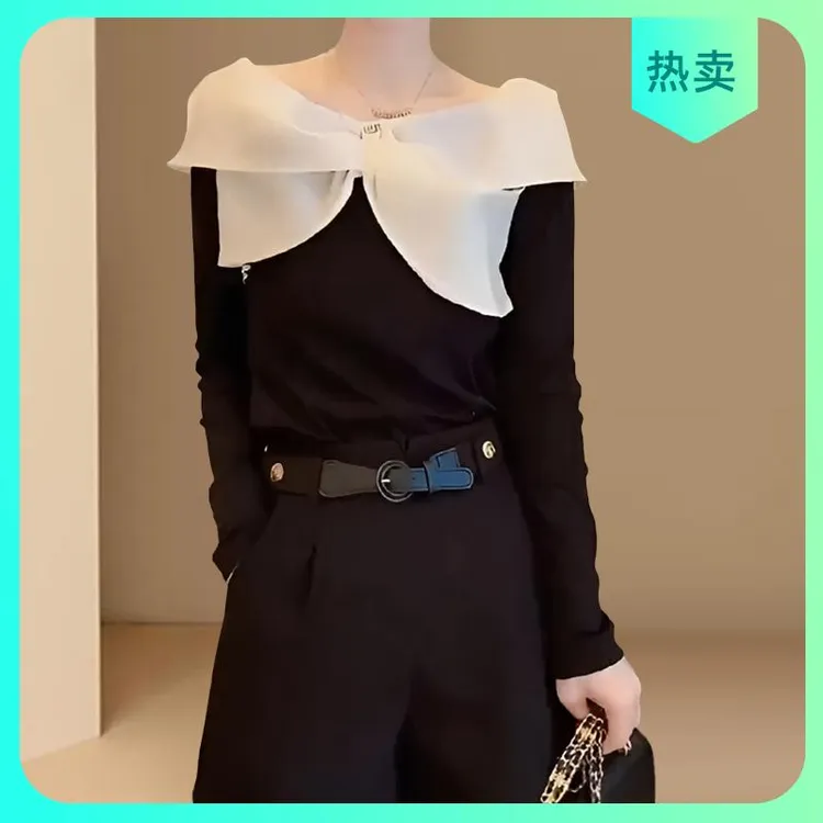 2025春秋新款欧洲站时尚设计感内搭女百搭修身显瘦上衣洋气长袖