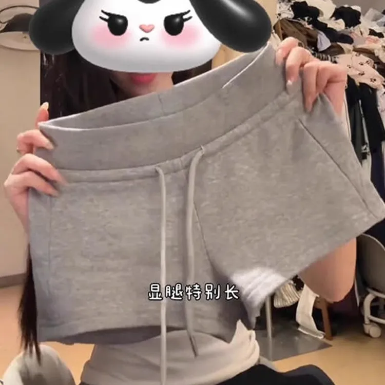 美式辣妹运动短裤2025夏季新款高腰修身宽松外穿休闲抽绳热裤低腰