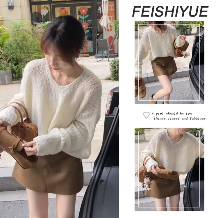 入秋一整套女装2025新款韩版套头针织衫圆领毛衣显瘦半身裙两件套