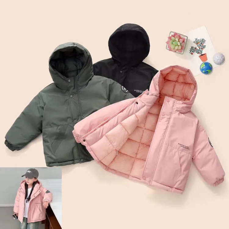 新款中大童棉服连帽加厚棉服棉衣男童女童冬装休闲冲锋衣外套