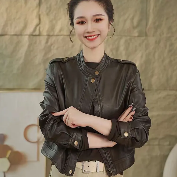 短款皮衣外套女2025春秋新款小个子修身洋气百搭复古皮夹克上衣潮