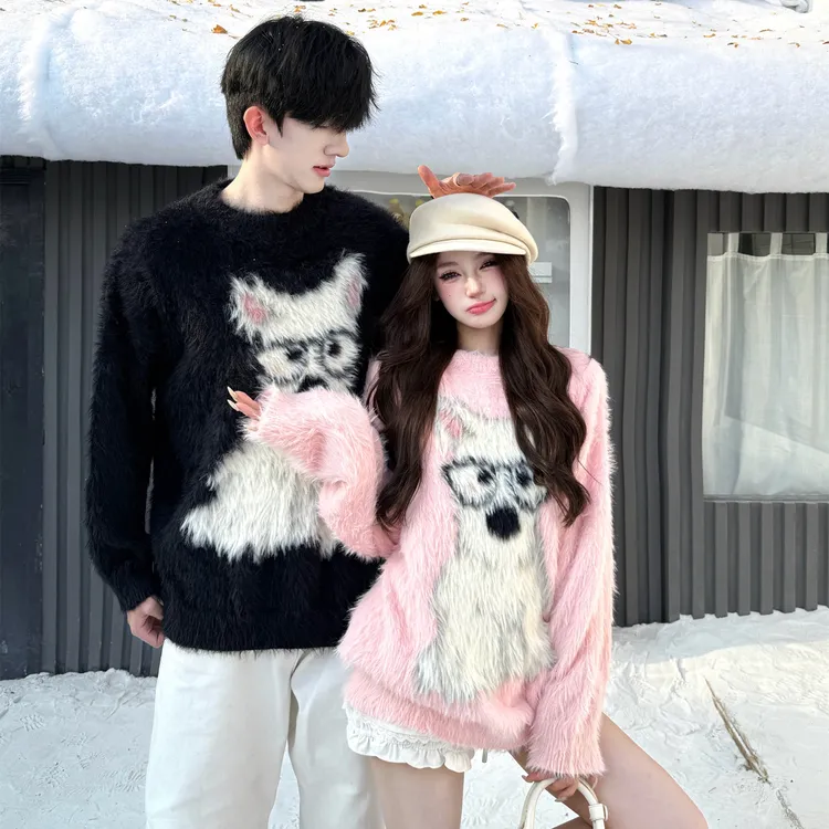 情侣装2025新款秋冬ins松弛感慵懒风毛衣软糯可爱小狗针织上衣潮