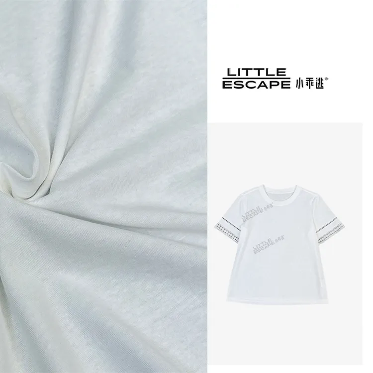 小乖逃X双色红色T恤白色T恤绣花镂空袖子净色上衣 S25398