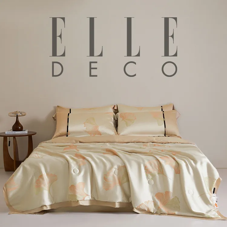 ELLE DECO天丝夏凉被填充100%桑蚕丝家用床上用品床单床笠四件套