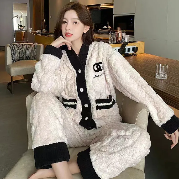 【PRINCE PARD｜奢定名品-A】珊瑚绒小香风OG可外穿家居服套装