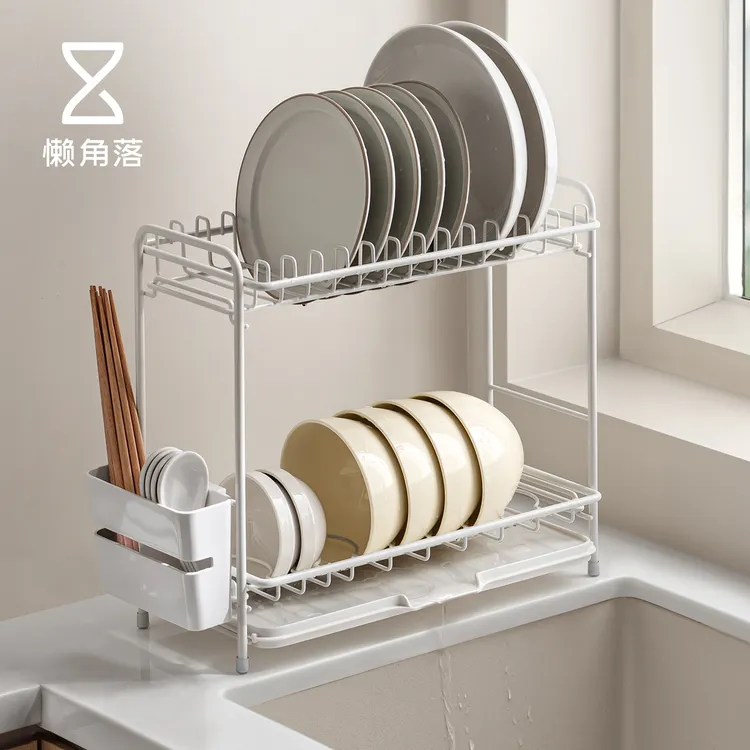 懒角落厨房置物架台面碗碟收纳架家用多功能沥水架碗筷收纳盒碗架
