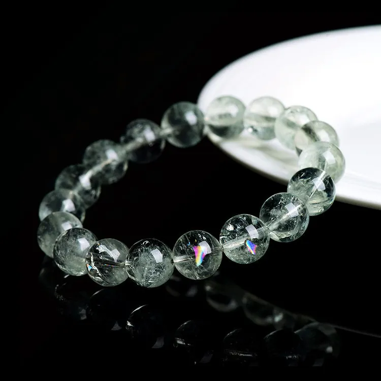 甄选水晶绿阿赛斯特莱七彩绿水晶阿天然蓝晶石手串