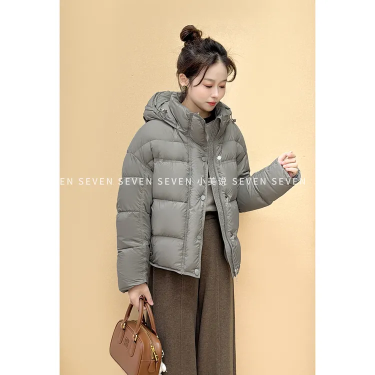 龟背包⑦七七146小个子冬季保暖连帽90白鹅绒外套女款羽绒服小美说