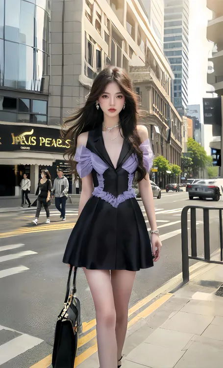 2025夏季新款辣妹风V领收腰露肩短袖连衣裙女小众设计时尚高级感