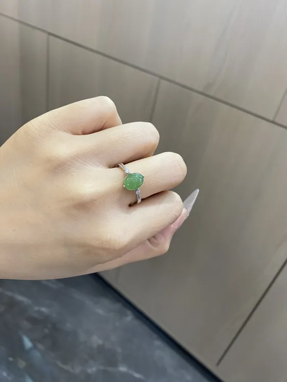 和田玉碧玉戒指圆钻绿戒 活口时尚优质精美气质高级感送朋友推荐