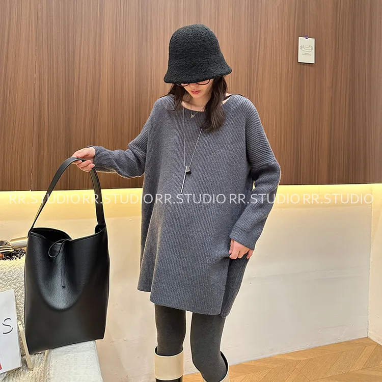 瑞瑞家秋冬长袖中长款打底毛衣韩系显收百搭孕妇针织毛衣DY2602