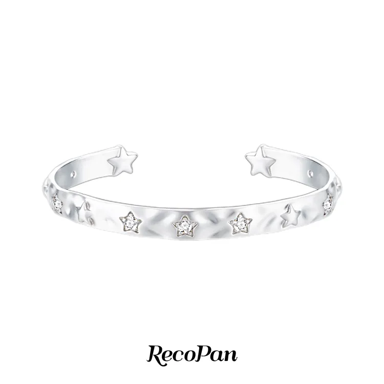 RECOPAN STAY MEDIOCRE 合金手镯 星星派对原创镀真白金拉丝手镯