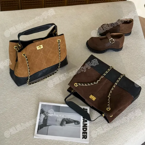 （小香链条包）遇见秋冬新款经典菱格气质手提包复古高级流浪斜挎包