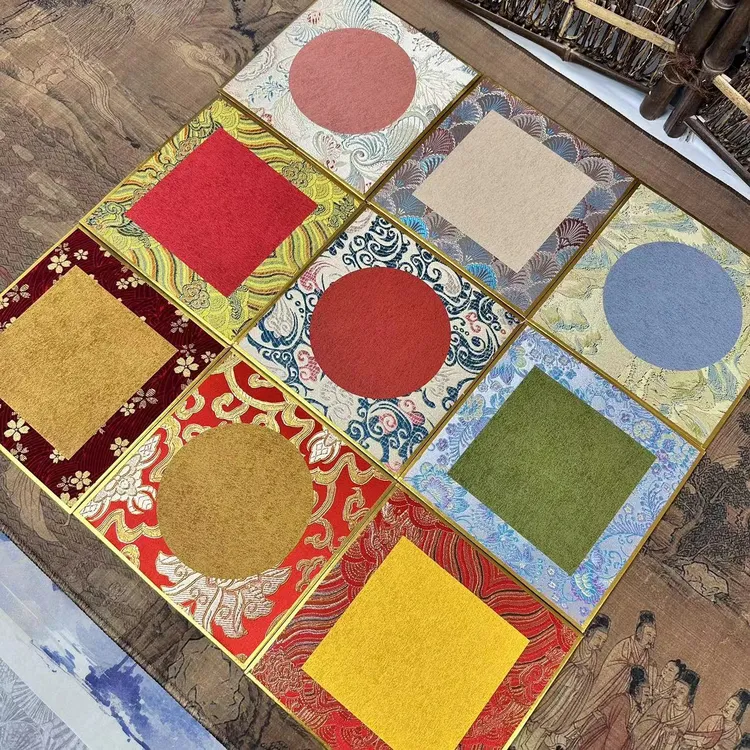 【书心工厂】宋锦绫布楮皮画芯15*15cm画框卡纸 到手10张 款式随机