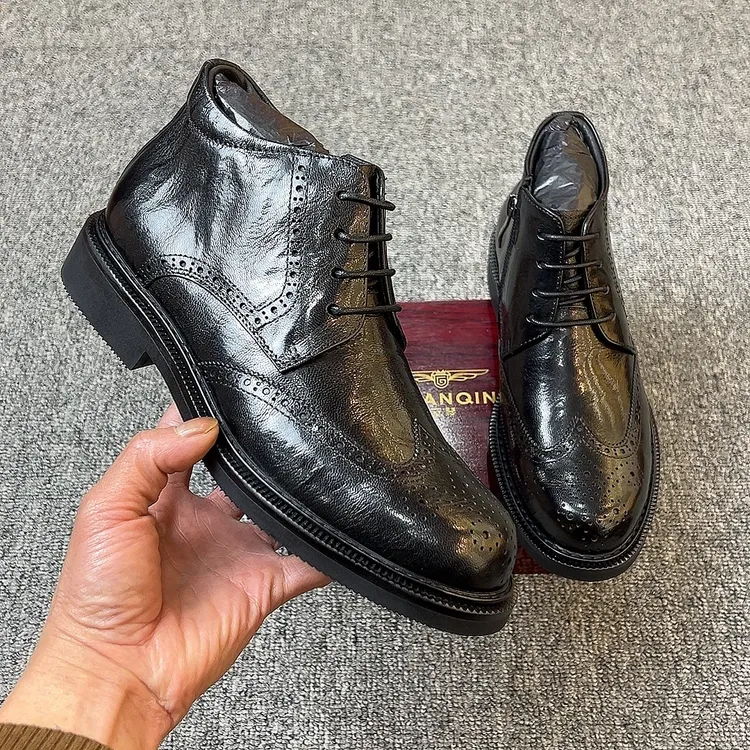 35码起皮靴高帮欧美风工装靴马丁靴系带时装靴百搭短靴靴子男款