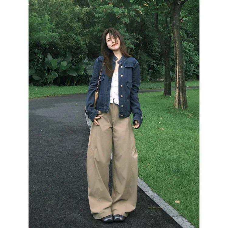 韩版气质高级感立领牛仔外套女2025秋季新款ins修身百搭夹克上衣