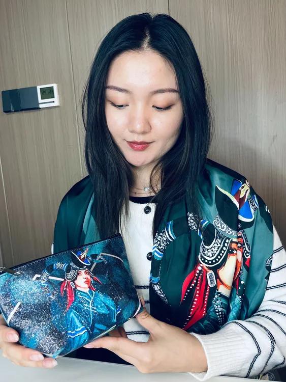 【套装】【绿色围巾化妆包套装】蒙古袍搭配蒙古族图案民族风印花