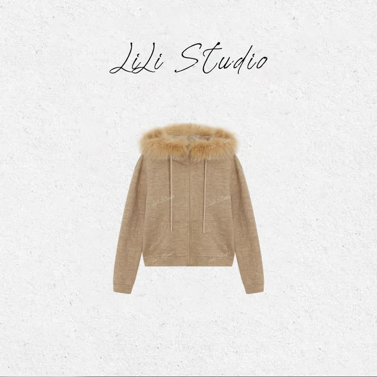 PCNY丨不理理「慢调美学」简约气质休闲狐狸毛毛领连帽外套