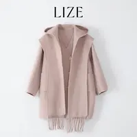 LIZE「归国千金」高定绵羊毛双面呢.围巾领斗篷大衣L0079