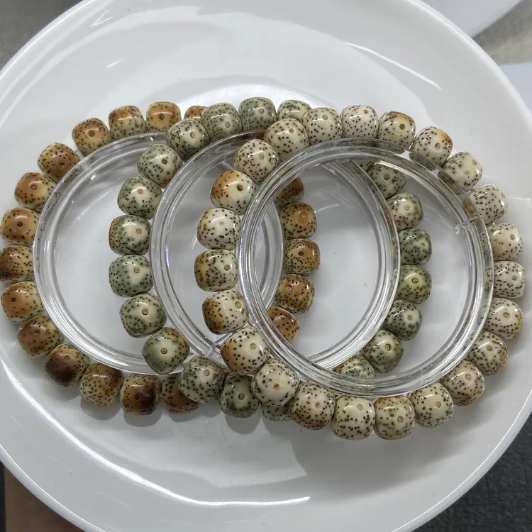 海南星月菩提手串原生态石玉料10/9老型桶珠火烧云文玩单圈油性足