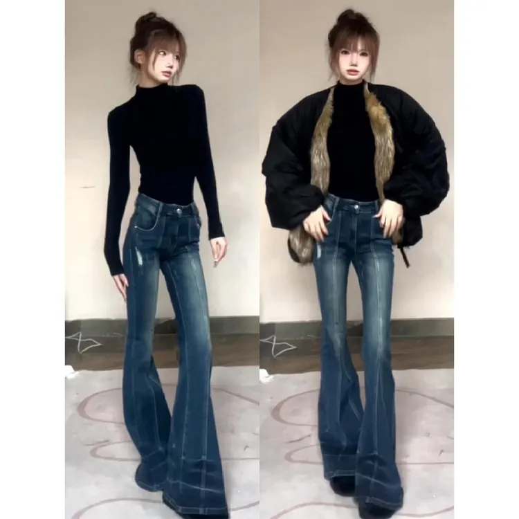 黑色半高领正肩长袖T恤女秋冬季2025新款高级感加绒打底内搭上衣