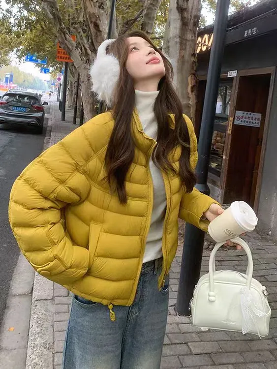 超好看白鸭绒短款泡芙排骨羽绒服女2025冬季新款宽松小个子外套