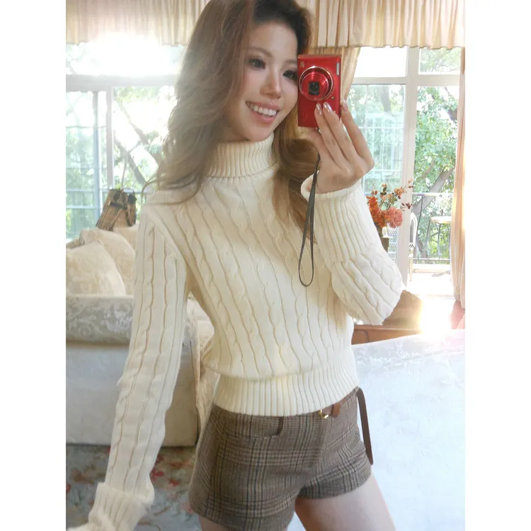 Lekii 复古港风百搭设计感上衣显瘦遮肉长袖气质毛织上衣KXB20459