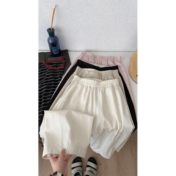 苏安家|“冰感豆乳裤 ”莱赛尔棉夏日凉感松紧腰九分裤奶奶裤