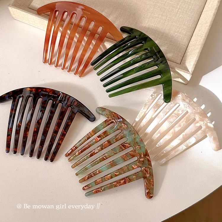 醋酸七齿盘发发梳女后脑勺懒人丸子头固定神器2025新款插梳发卡夏