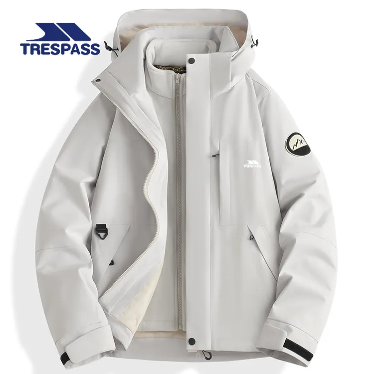 【Trespass】三合一风衣男女同款户外防寒运动外套休闲连帽登山服