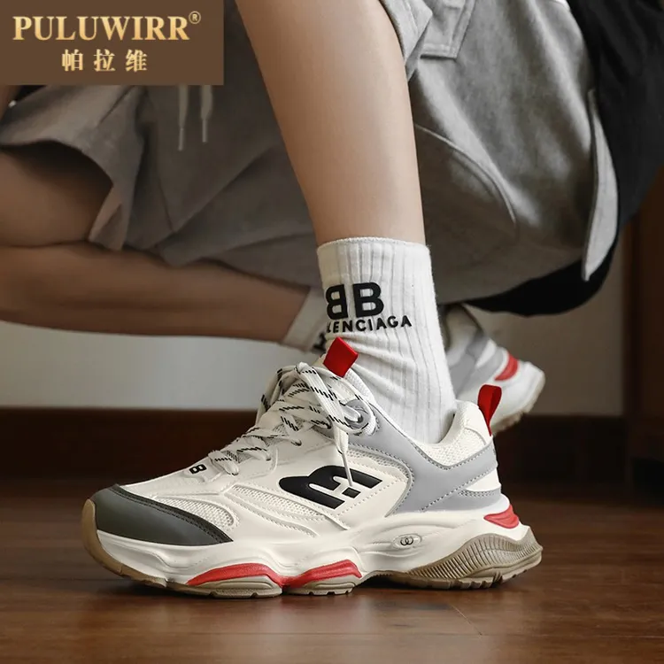 夏季潮流老爹鞋男新款厚底炸街ins港风潮流百搭网面透气街拍鞋子