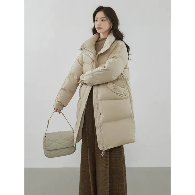 DUCURNO高级感立领羽绒服女冬季2026新款休闲气质加厚保暖中长款