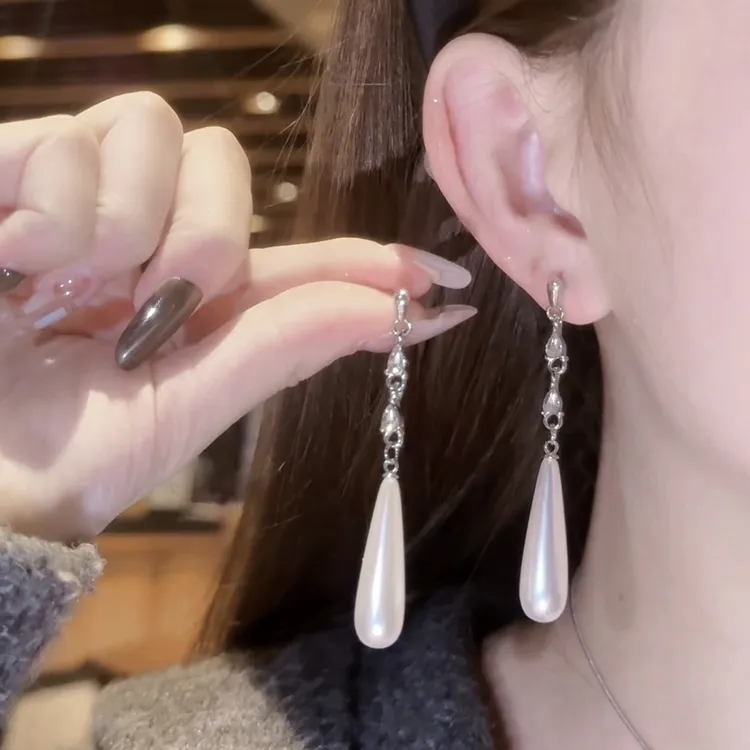 铜合金耳饰 水滴新中式耳环女长款耳坠轻奢高级感小众设计耳钉